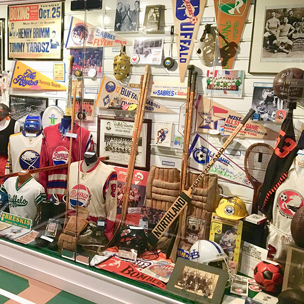 Part of the Buffalo sports memorabilia collection owned by John Boutet.