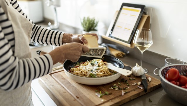 woman cooking pasta
