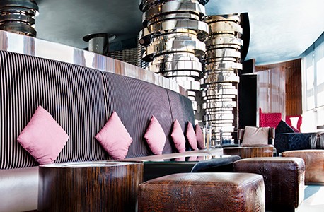 A seating area in a hotel lobby